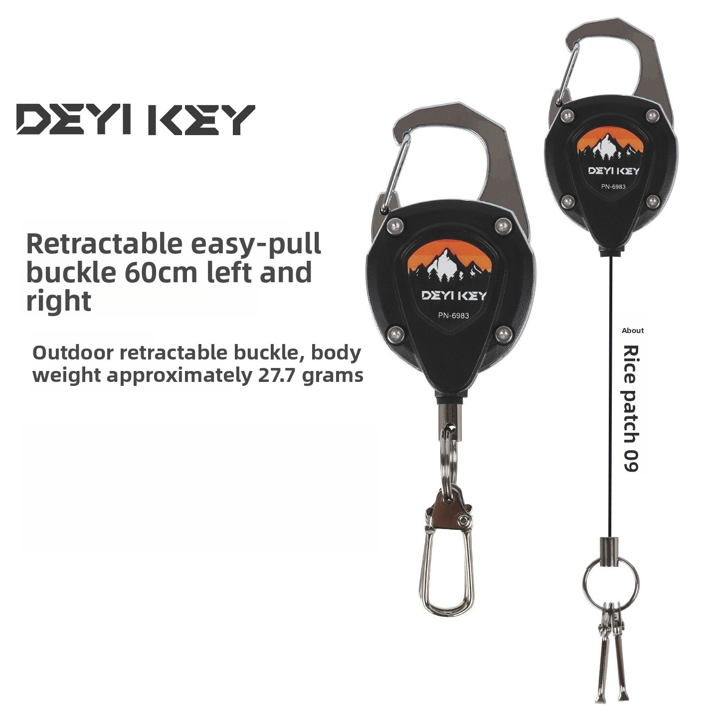 Fishing Kayak Rod Holder - Retractable Keychain Heavy Duty Anti-Lost Carabiner